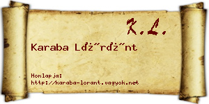 Karaba Lóránt névjegykártya