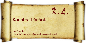 Karaba Lóránt névjegykártya